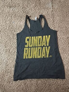 Next Level Apparel Women's Black Tank with Yellow 'SUNDAY RUNDAY' Graphic
